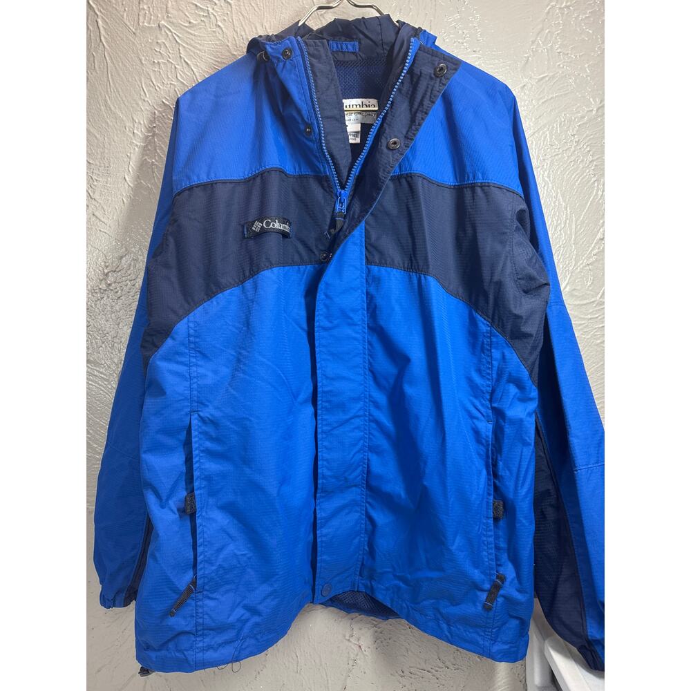 Columbia Coat Mens Blue Black Full Zip Light Windbreaker Jacket Size Medium‎